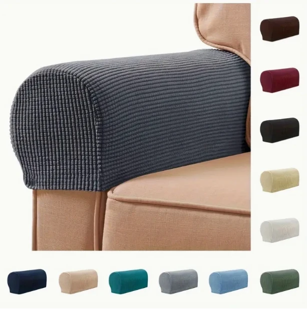 2pcs/set Stretch Armrest Covers Spandex Arm Covers For Chairs Couch Sofa Elastic Plaid Pattern Armchair Slipcovers