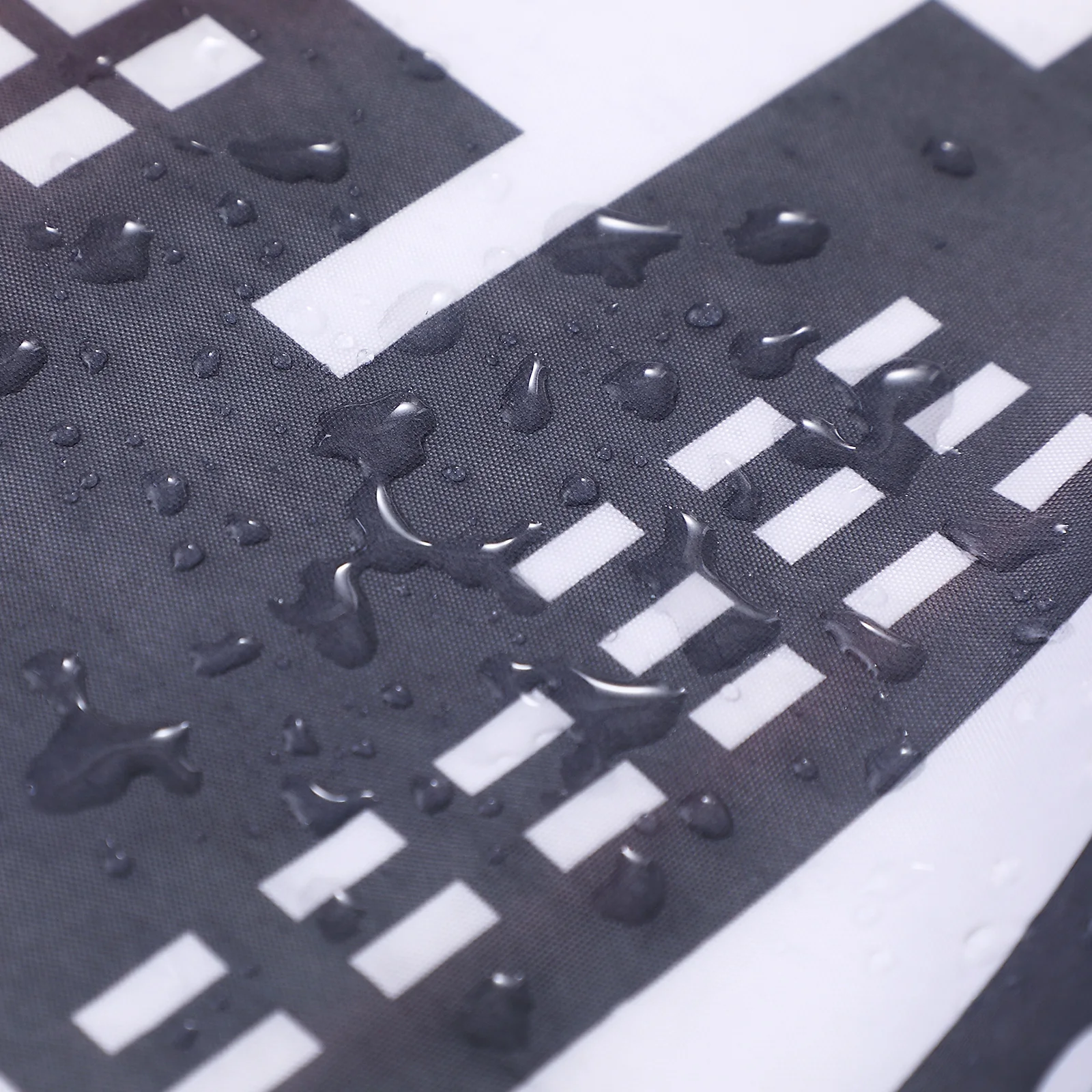 Black with White Printing New York City Style Polyester Shower Curtain with C hooks Set of 13