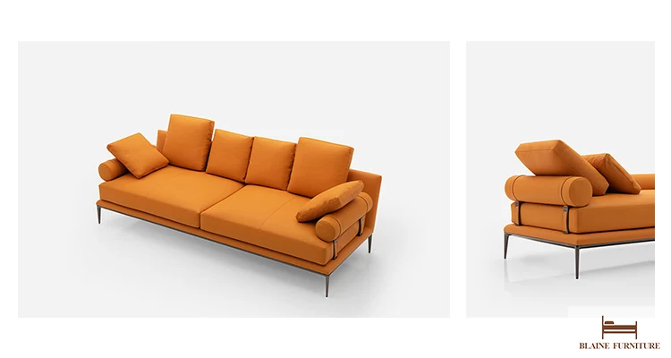 Innovative Design Italian Furniture Set Modern Sofa Luxury 2 Seater Modular Straight Shaped Couch Genuine Leather Sofa