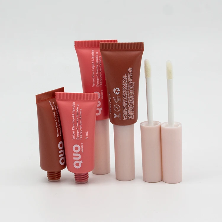 custom logo 15ml empty lip gloss container soft lipgloss cosmetic packaging squeeze tube with WAND