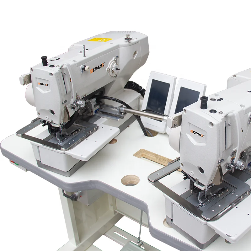Hot sales double head button holing industrial sewing machine with slide device for sports bottom