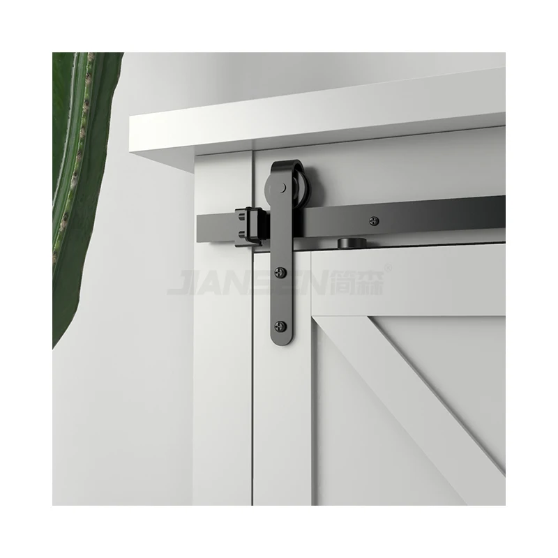 Jiansen Good Quality Mini Hanging Rail Silding Carbon Steel Wooden Cabinet Door Roller Rail For Double Door