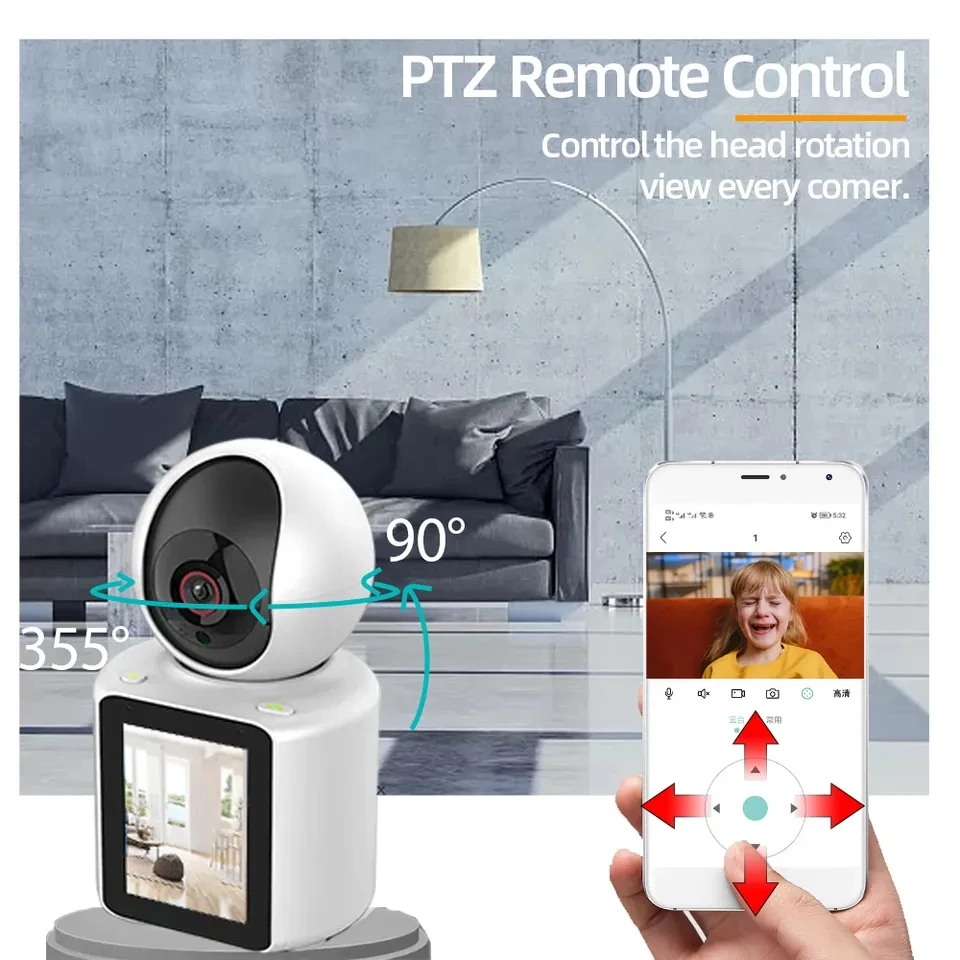 Wistino 1080P 2.8 inch Home WiFi Camera 360 Degree Human Detection Two Way Voice Pet Camera