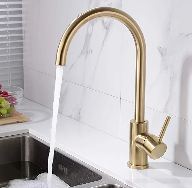 2019 Newest fashion comfortable Deck Mounted Mixer Tap brushed gold faucet kitchen Water Purification Mixer Tap