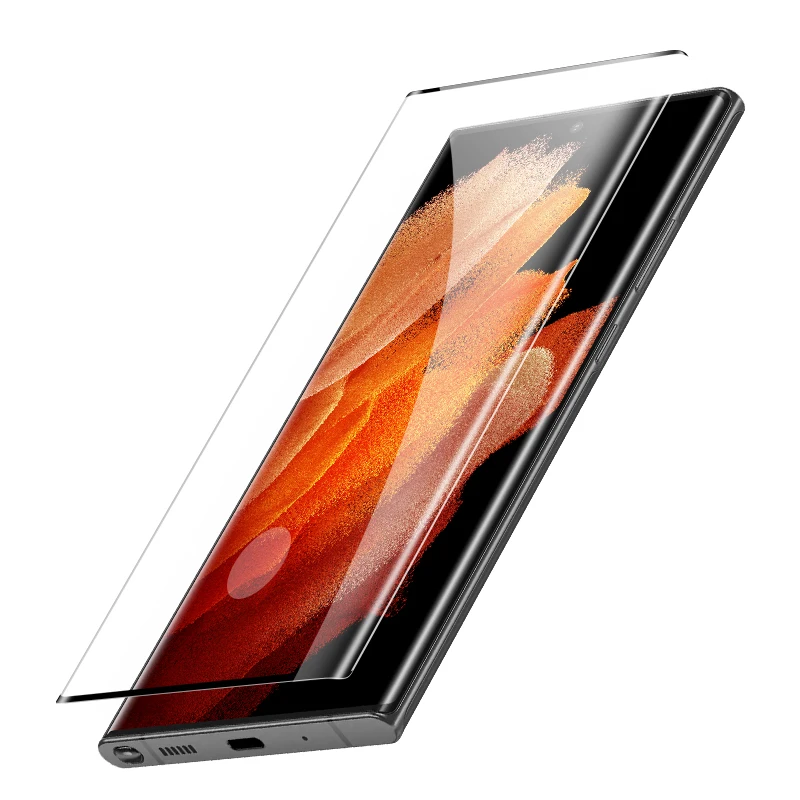 Wholesale 3D Big Curved Clear Transparent Tempered Glass Screen Protector for Samsung Galaxy S22 Ultra