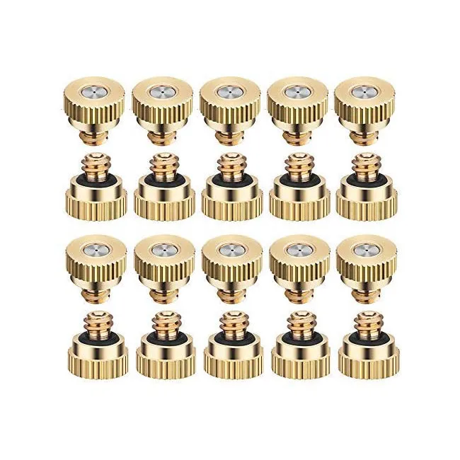 Brass Misting Nozzles Tees copper Spray Nozzles for Greenhouse dust Control Mist Nozzle Sprinkler for Outdoor Cooling System