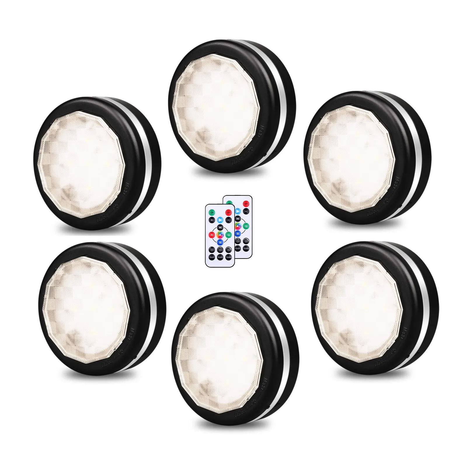 Hot Selling Remote Control Circular Dimming Function Small Night Light Equipped With 16 Color RGB Battery LED Cabinets Light
