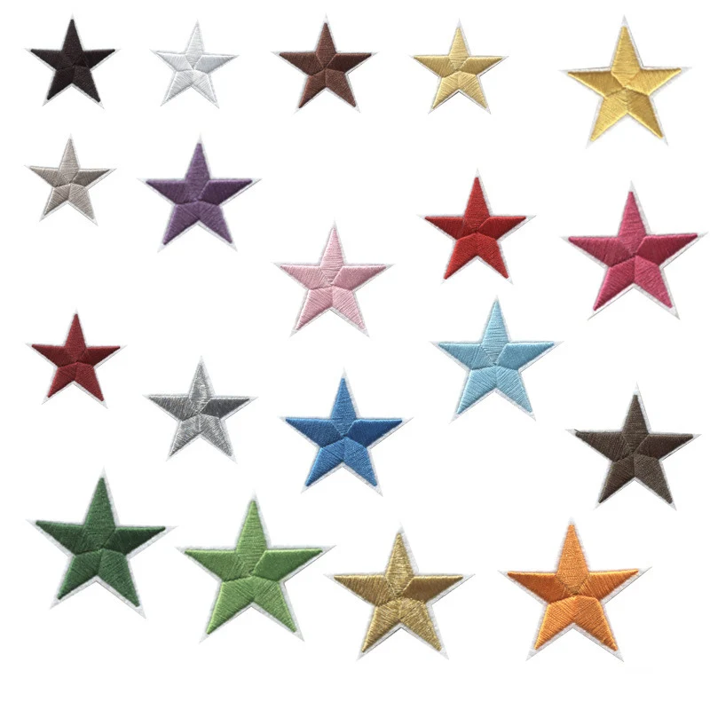 Hot Sale In Stock Felt Base Embroidery Patch Different Colors Iron On Star Patches For Clothing