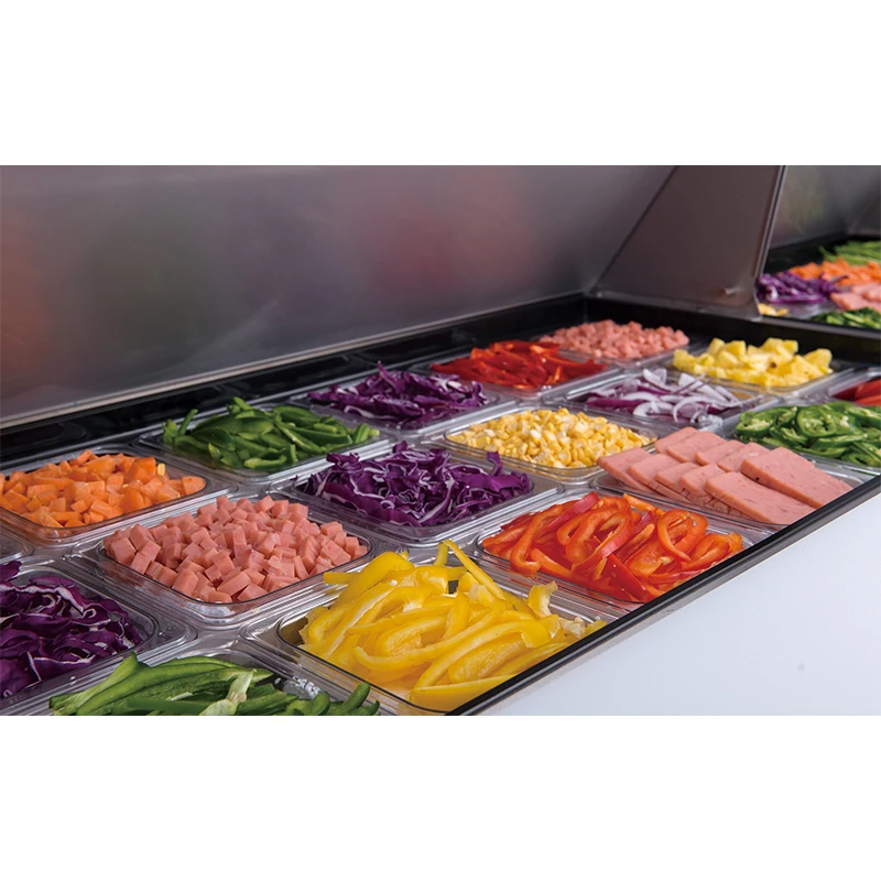 Stainless steel commercial restaurant kitchen 3 doors food salad prep counter refrigerator cooler for sales