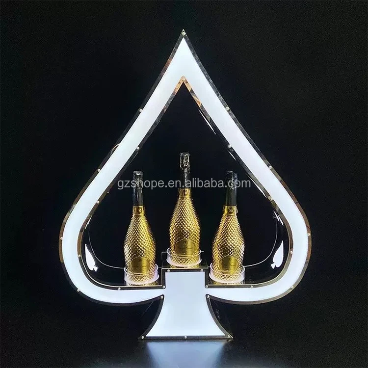 SHP Custom Ace Of Spades LED Bottle Presenter Acrylic Glorifier VIP Display Champagne Light Stand Rack For Night Club Bar