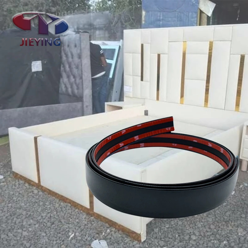 JIEYING High Quality Chrome Black Adhesive PVC Plastic Edge Banding for Furniture and Sofa Decoration Stirp