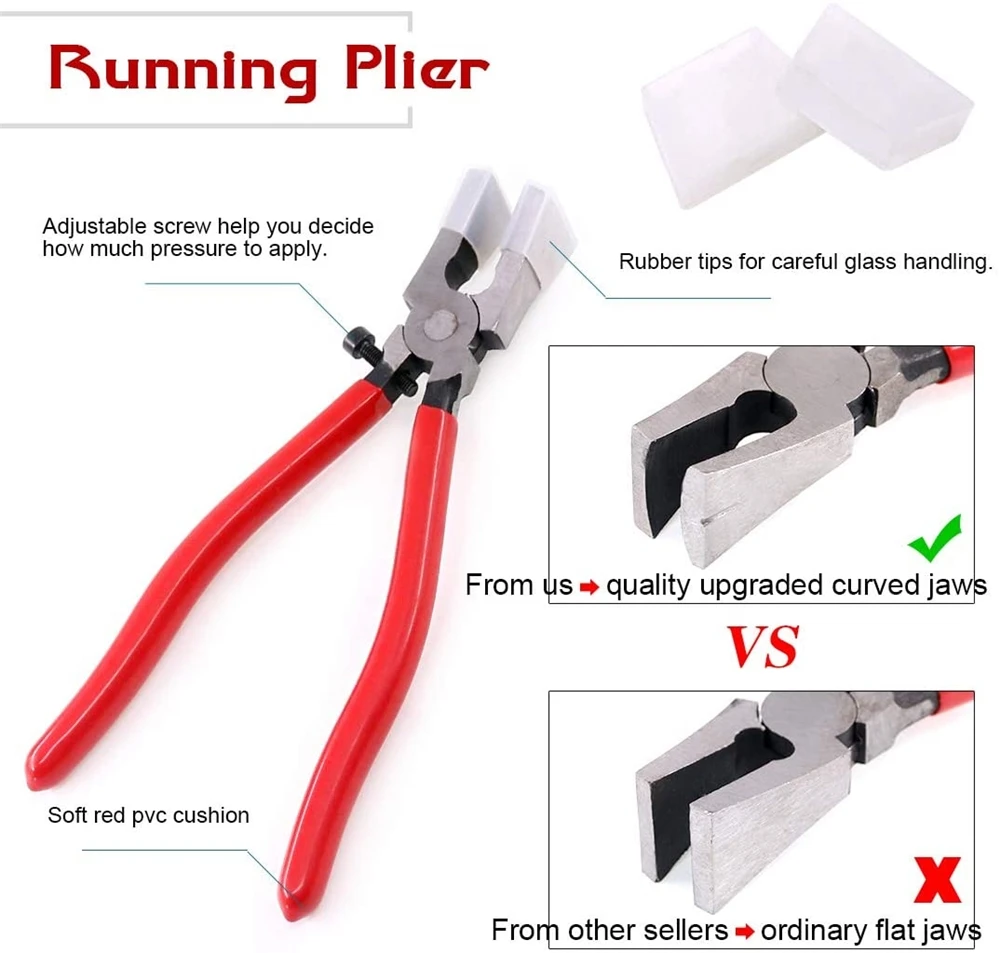 6Pcs Safety Glass Cutter Set Cutting Tools YG8 Blade Rolling Wheel Professional Mosaic Glass Cutting Nipper