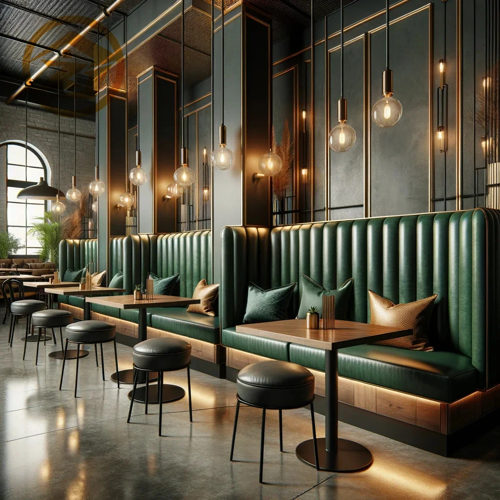 Industrial pub vintage cheap-restaurant-booths brown leather canteen lounge booth sofa vip karaoke booth for restaurant