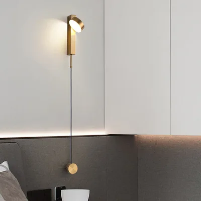 Black Gold Simple Rotating LED Indoor Wall Lamp Aluminum Body Decorative Aisle Rotary Switch for Bedroom Living Room Home