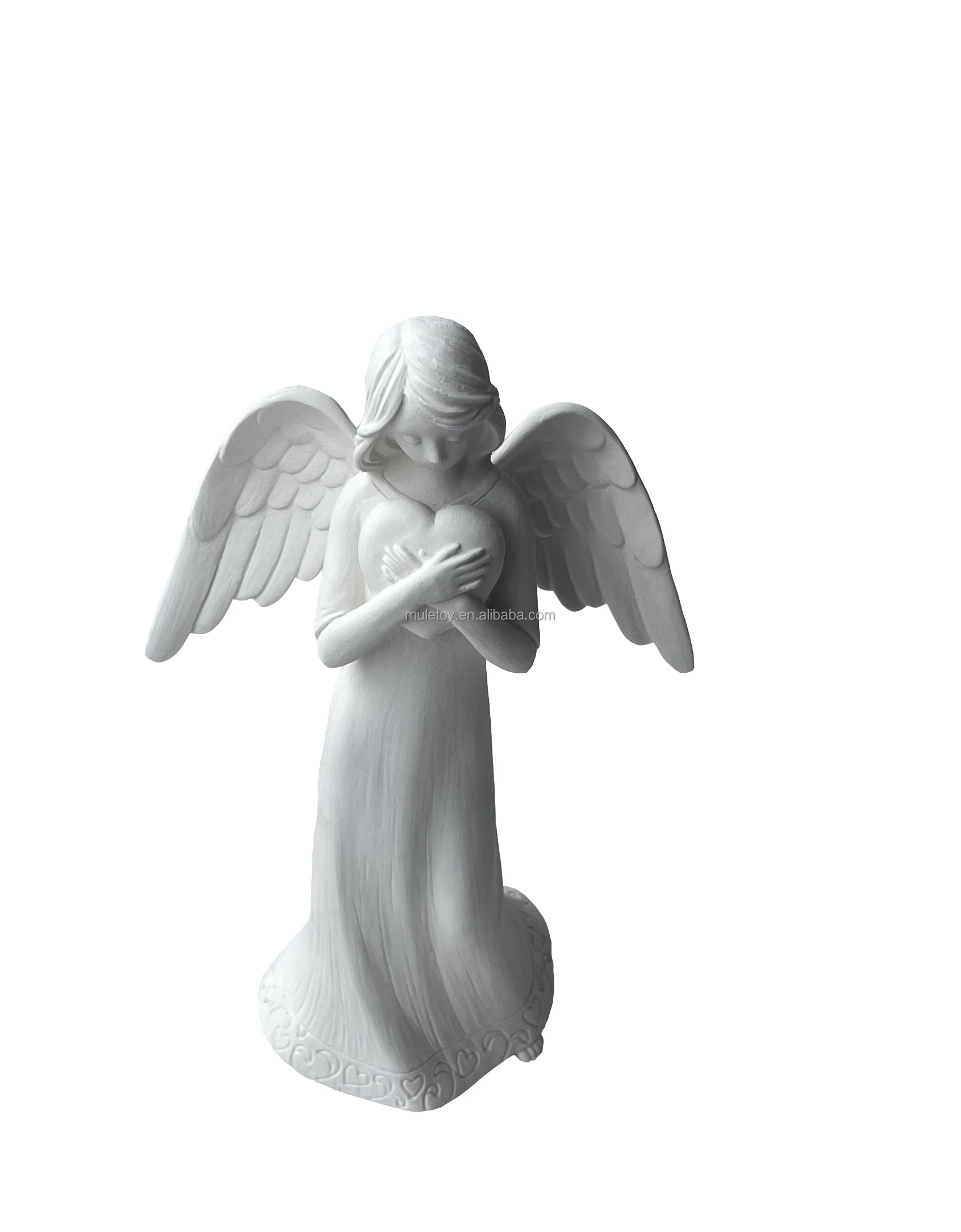 8.5inch Porcelain Mom Angels Figurine for Gifts Home Decoration Praying commemorating Angel Statue (with Hear)
