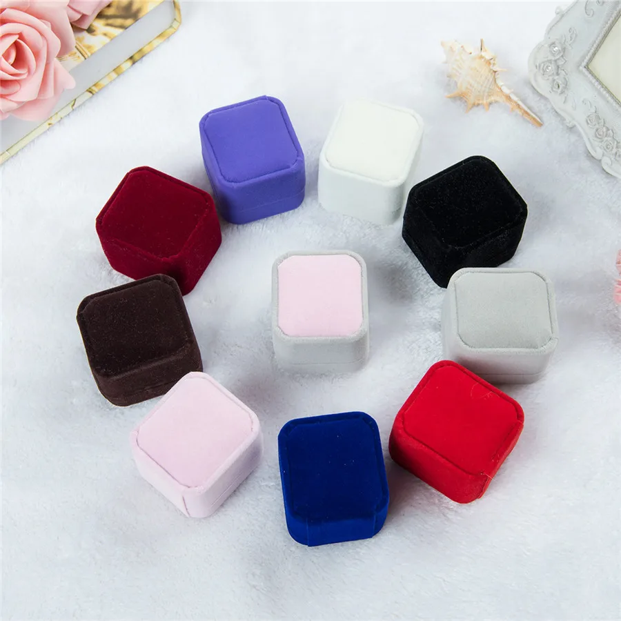 Luxury earring ring velvet gift box custom logo wholesale jewelry packaging box for ring