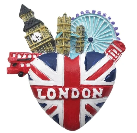 Resin 3D London Union Jack Heart Landmark Fridge sticker souvenir gift decoration