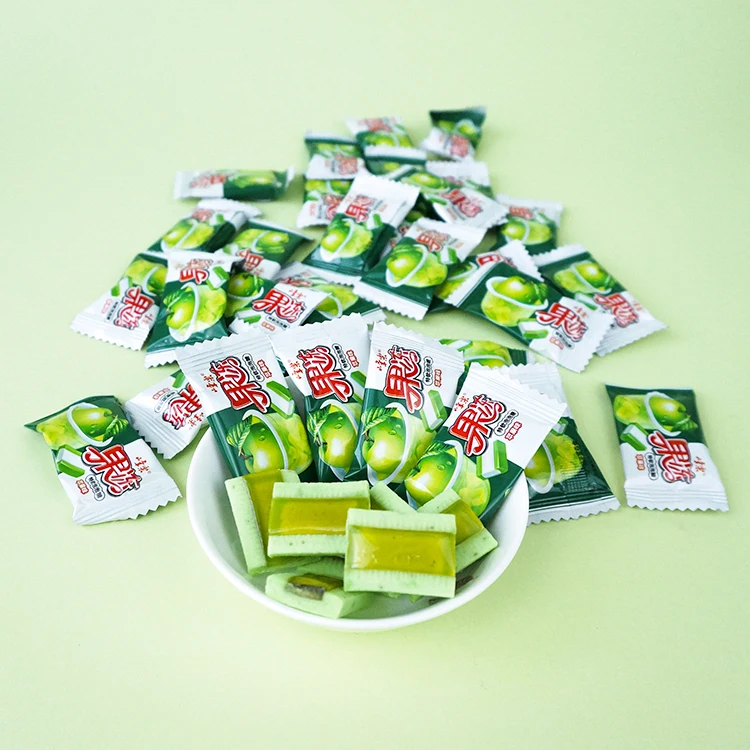 Pouch Pack Bubble Gum for Sharing Fruit Flavour Jelly Candies Gummy Green Apple Chewing Gums Exporter