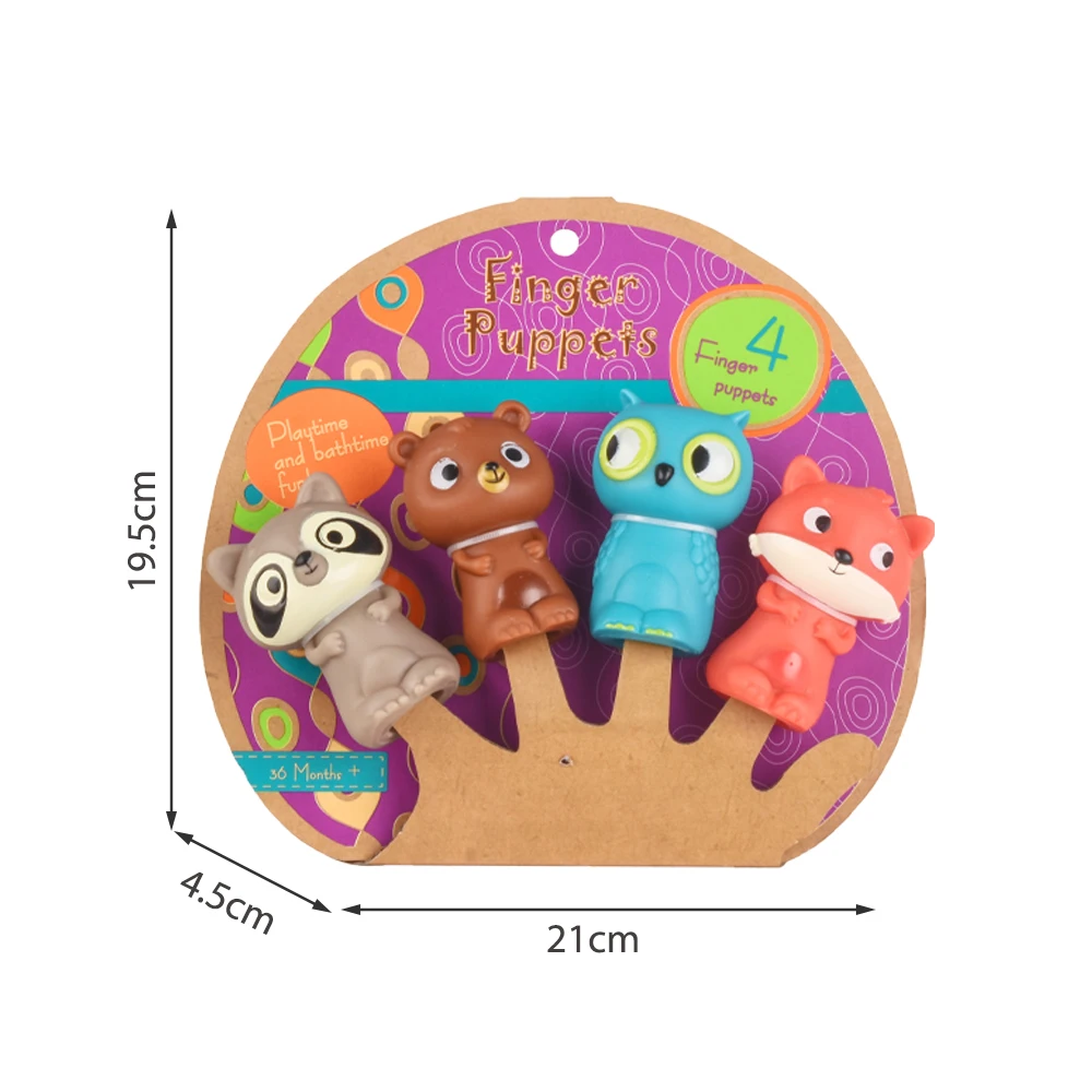  Kids Toys 2021 Educational Popular Finger Puppet 4 Pieces Cartoon Mini Custom Plastic Animal Puppets