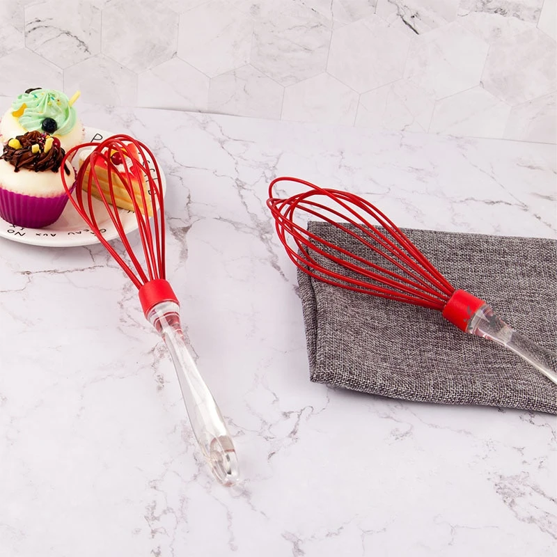 12 inches silicone whisk Food grade manual egg beater PS handle Manual cream butter batter mixer