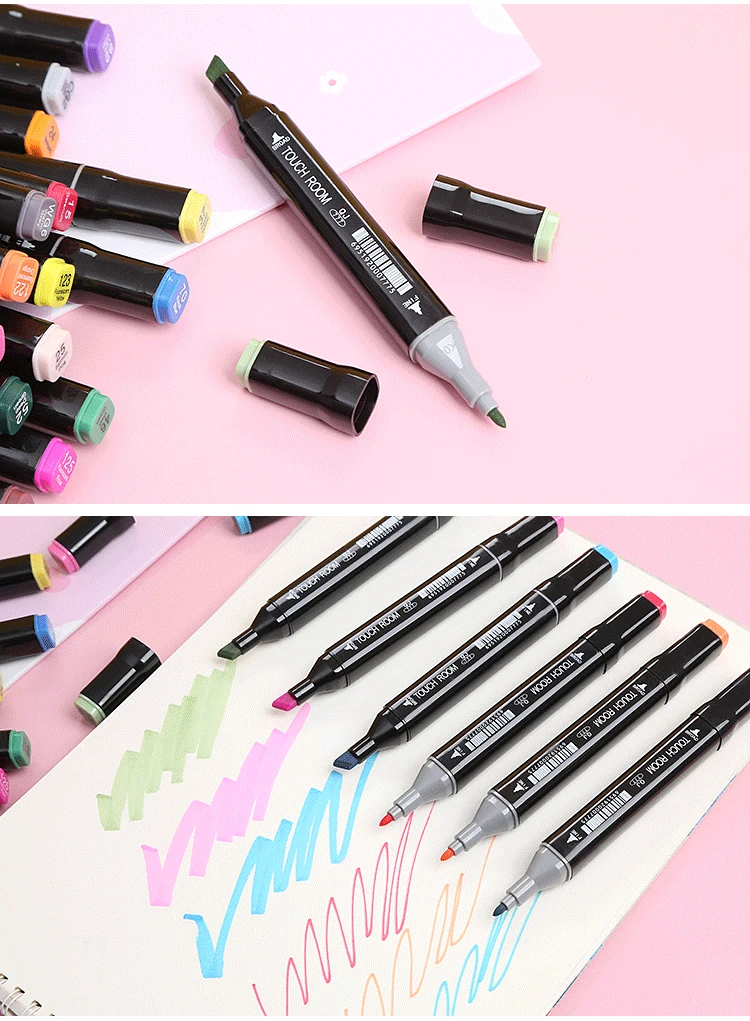 Different Colors Alcohol- Based Tip Dual Brush Marker Pen For Painting Coloring Sketching and Drawing