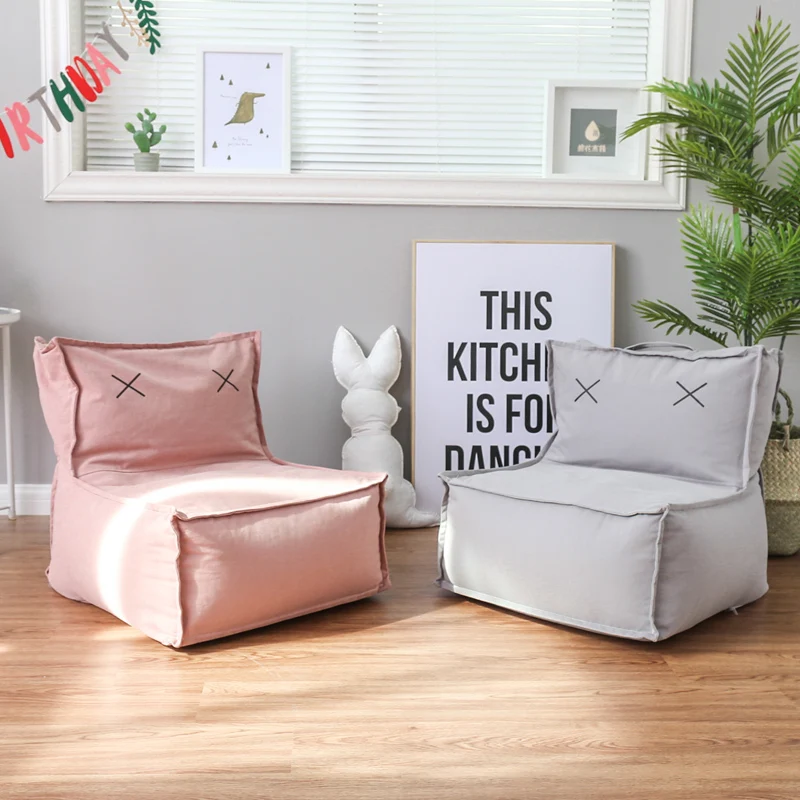 Cotton canvas and PU leather fabric children couch living room sofas kids bean bag sofa bed