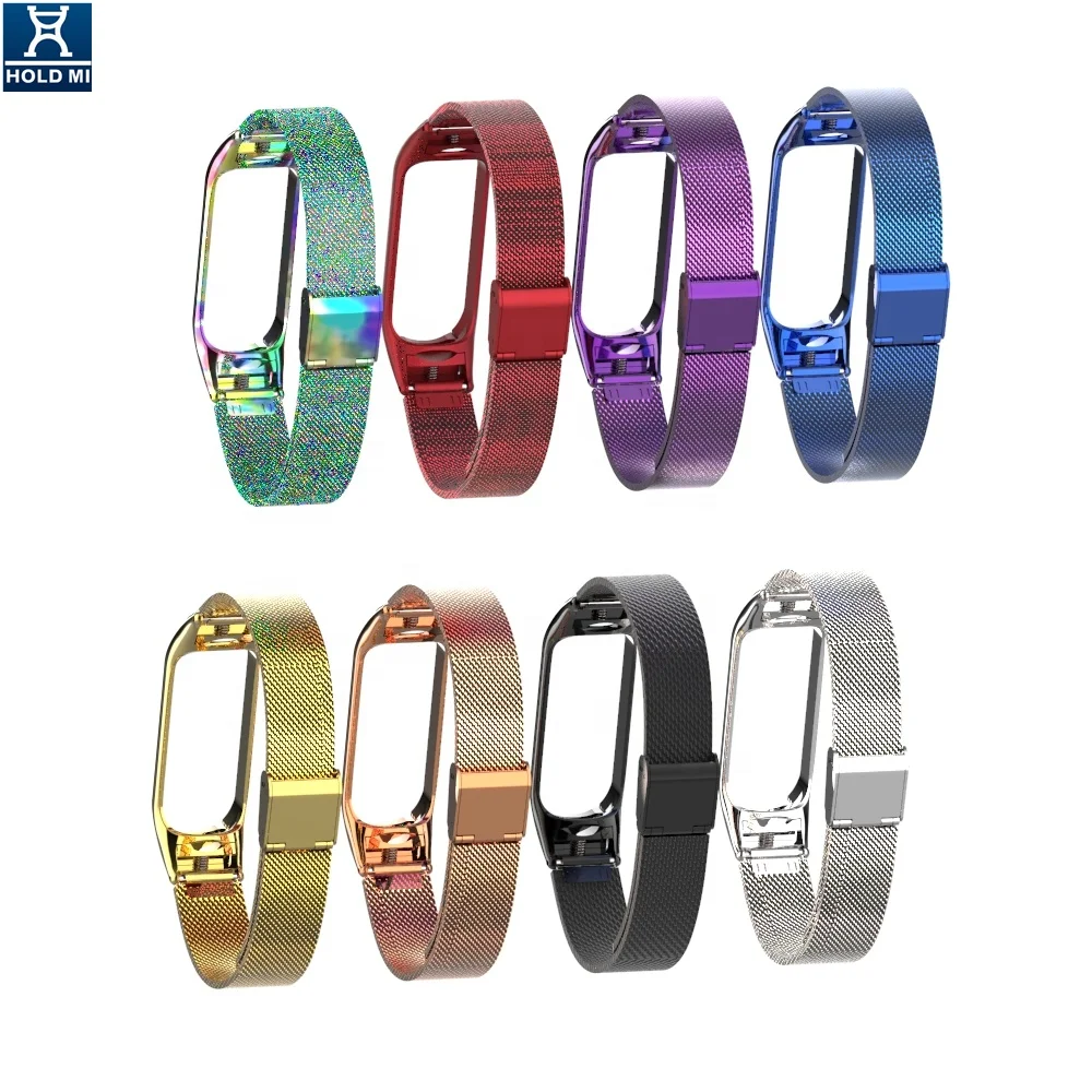 Горячая Распродажа ODM holdmi 43035 серия черный цвет сетчатый стальной ремешок для часов для xiaomi band 4 и 3