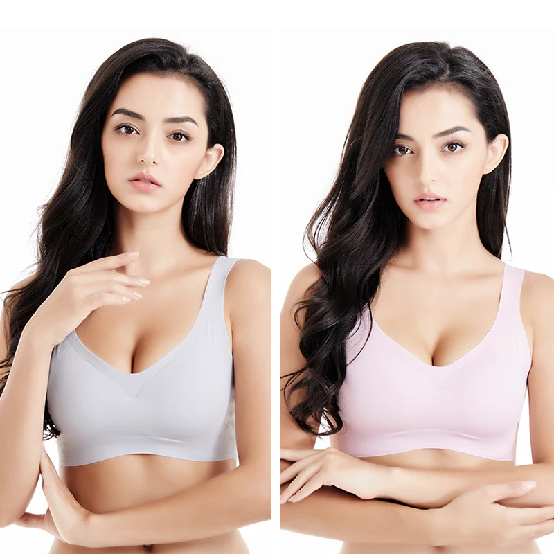 Woman sostenes sin costura one piece bra reggiseno senza cuciture traceless soutien-gorge sans armatures ice silk wirefree bra