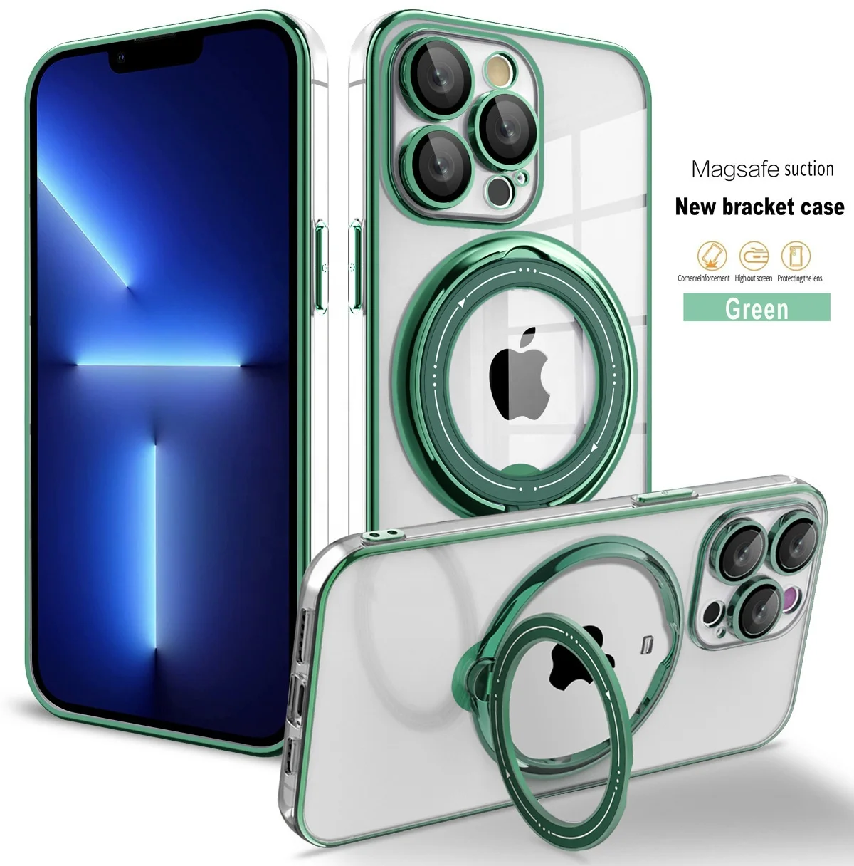 Business Style Soft TPU Magsafe Case Shockproof For iPhone 15 Pro Max Magnetic Protective Cover for iPhone with Invisible Stand