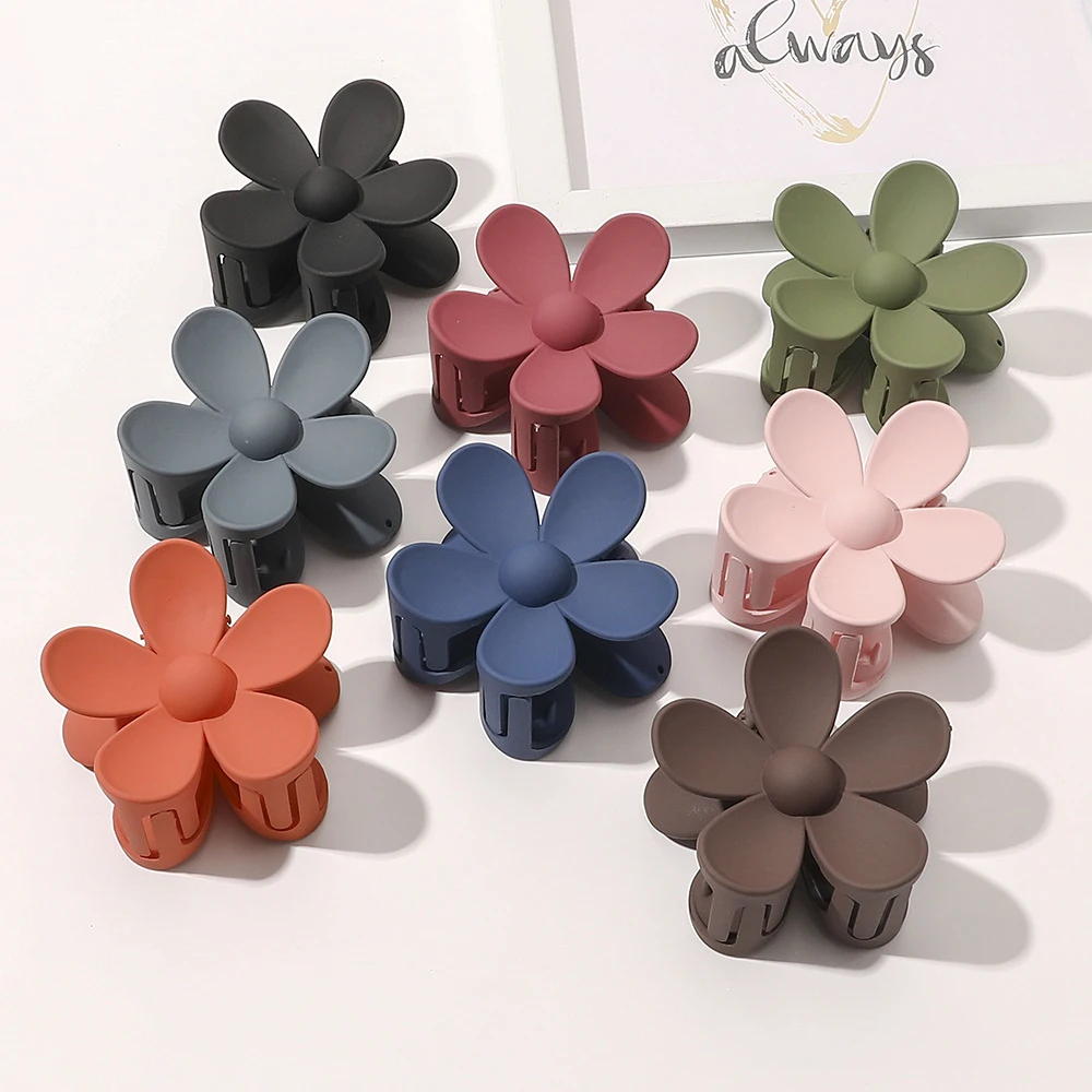 Custom Color Logo Plastic Pure Color Hair Claw Clips Simple Plastic Flower Hair Claw for Women Girls Party Hair Accessories