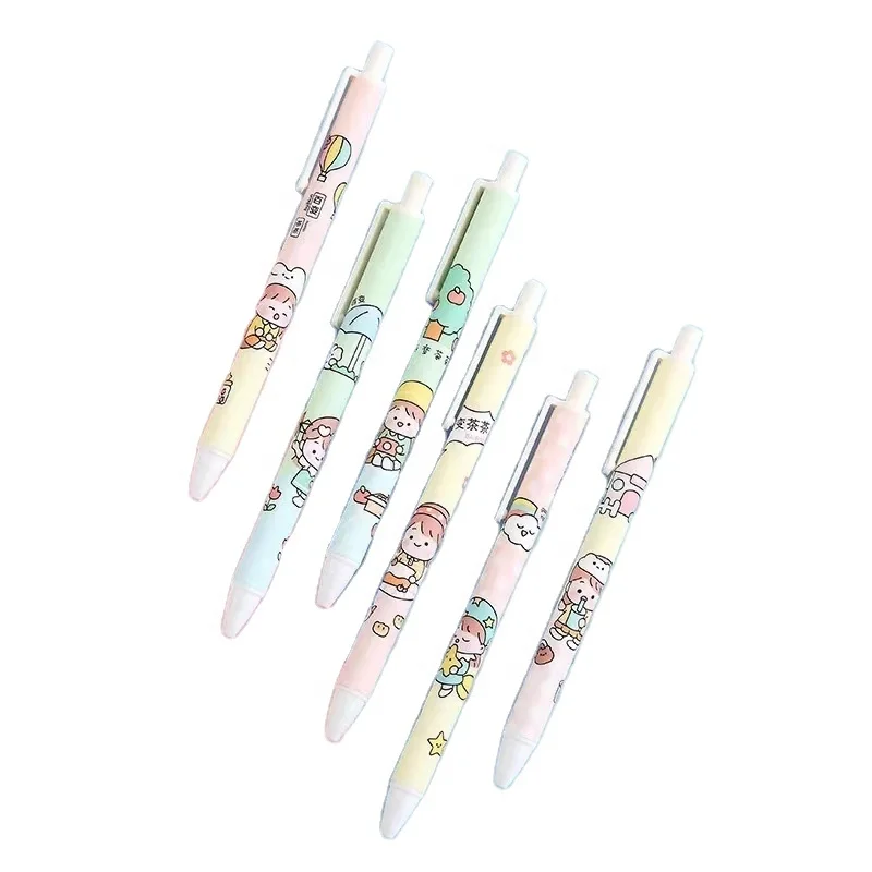 cheap easy Wholesale 0.5mm Creative Kids School Stationery Student Cute Girls and boys Press Gel Pen