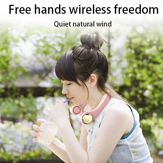 New Portable Outdoor fan Sports Hands Free Mini Fan Safe Leafless 3-Speed Rechargeable Neck Fan