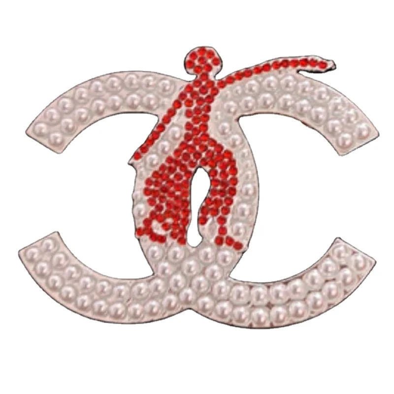Famous CC Sorority Jewelry Silver Brooches Designer Lapel Pin DST Delta Red Fortitude Classic Couture Rhinestones Pearl Brooch