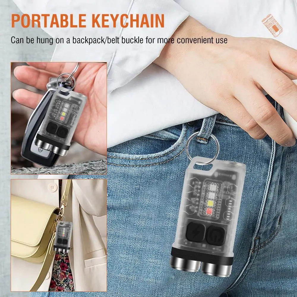 Multifunction Keychain Torch Rechargeable Edc Waterproof Magnet Uv Camping Pocket Lantern High Power Mini Portable Flashlight