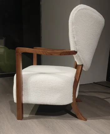 Danish Designer Antique Single Sofa Chair North American Arm Bone Armrest Cashmere Leisure Chair