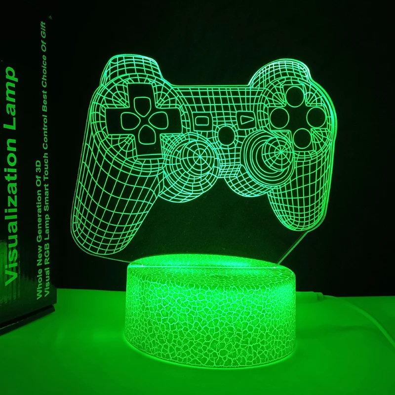 Игры Over иллюзия Лампа геймпад 3D светодиодный Ночной светильник с пультом дистанционного управления 16 изменение цвета для домашнего декора