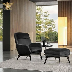 Modern Design Living Room Furniture Leather Sofa Accent Chair Nordic Lounge Armchair Hotel Lobby Hall Leather Leisure Chair