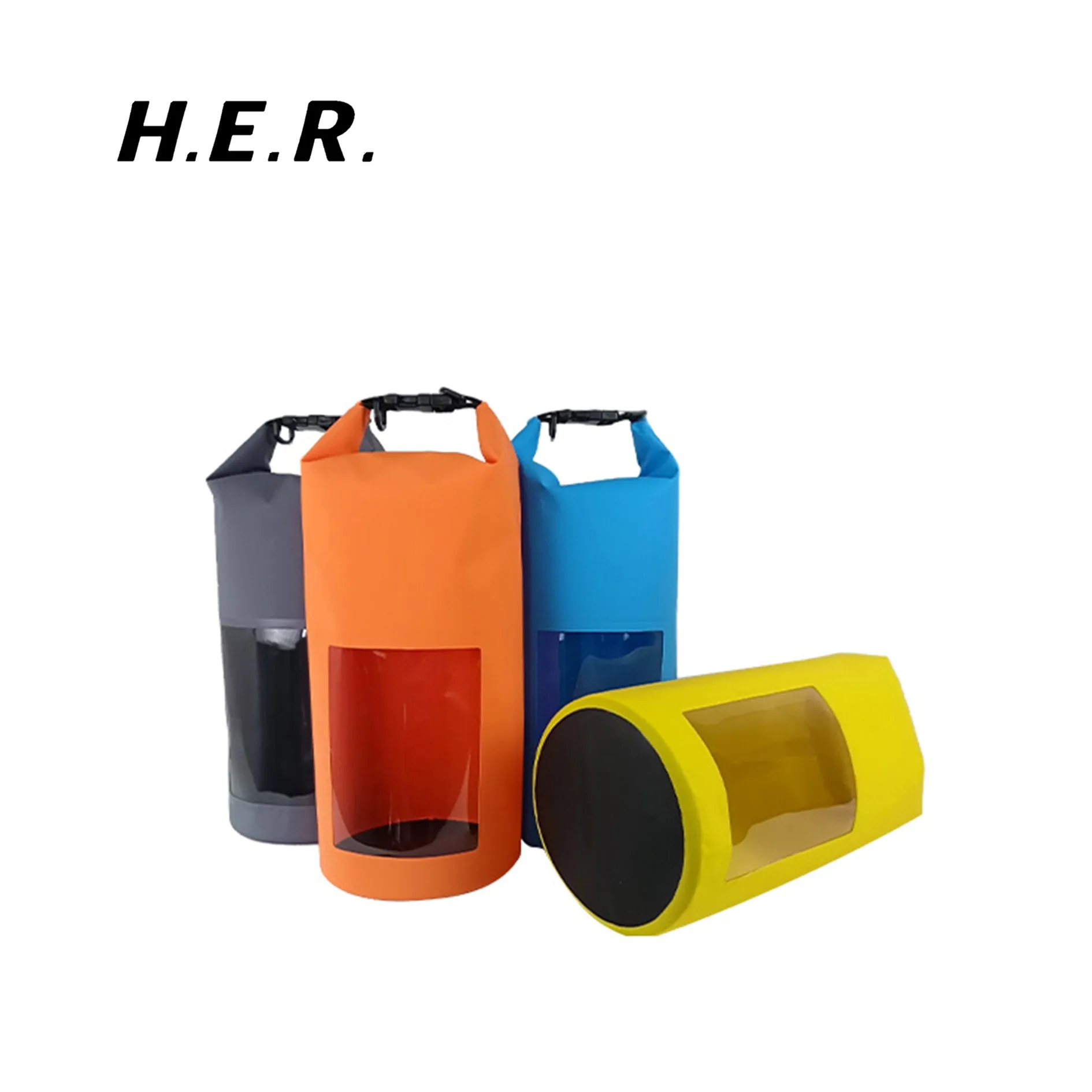 Wholesale Outdoor Sport Drifting Mountaineering Beach Bag Transparent Window Dry Bag Receive PVC Waterproof Bucket Bag