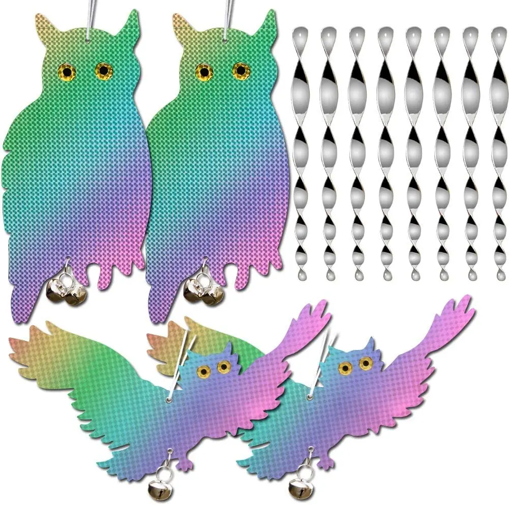 Laser Bird Repellent Owl Decoy Scare Reflective Plastic Hanging Scarer for Garden Protection