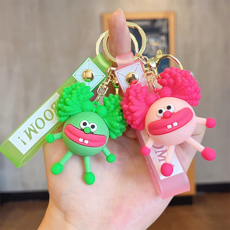 Wholesale Quirky Cute Clown Keychain Fried Hair doo-doo Mouth Doll Keychain Backpack Pendant Gifts