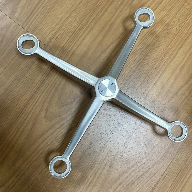 Stainless Steel Glass Canopy Spider Curtain Wall 4 Arms Glass Balustrade Railing Routel Connector Spider Fittings