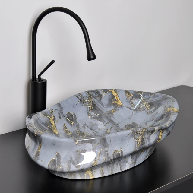 Chaozhou New Coming Ceramic Sanitary Wares Art Wash Basin Marble Fashion Design Bathroom Sink