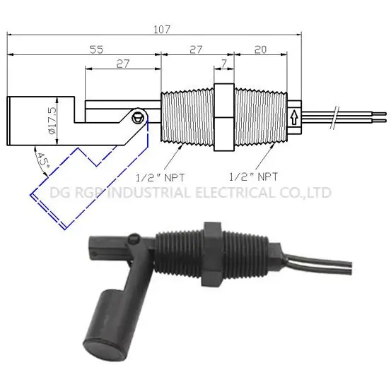 male thread magnetic float level switches Side mounted liquid level sensor water level meter sensor