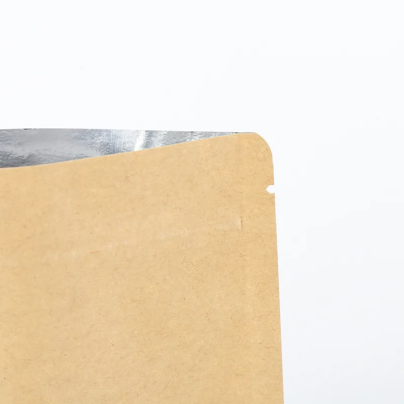 Three side sealing kraft paper bag with ziplock for coffee bean packing
