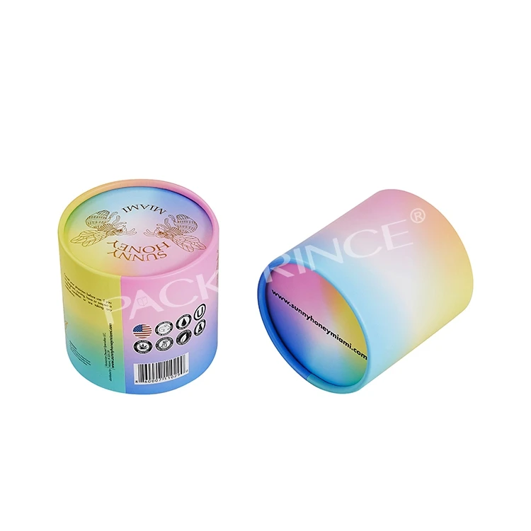 Custom Round Paper Tube Perfume Oil Bottle Honey Jar Cardboard Packaging Colorful Honey Box Elegant Cylinder Box For Honey