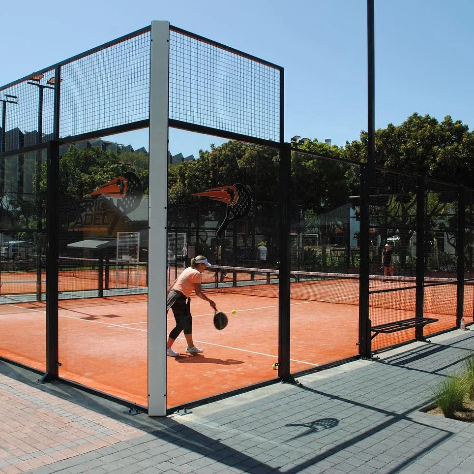 Red Padel Turf Sports Application Cancha de padel standard panoramic artificial turf padel court