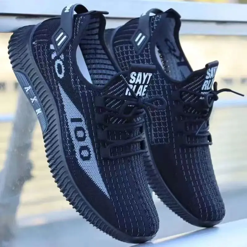 Летающие вязаные модные повседневные высококачественные мужские кроссовки для бега