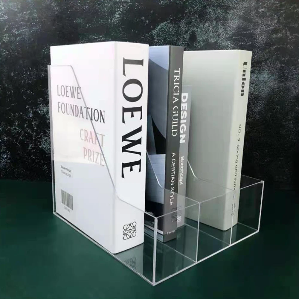 Transparent office file storage rack Acrylic partition bookshelf Desktop data storage rack