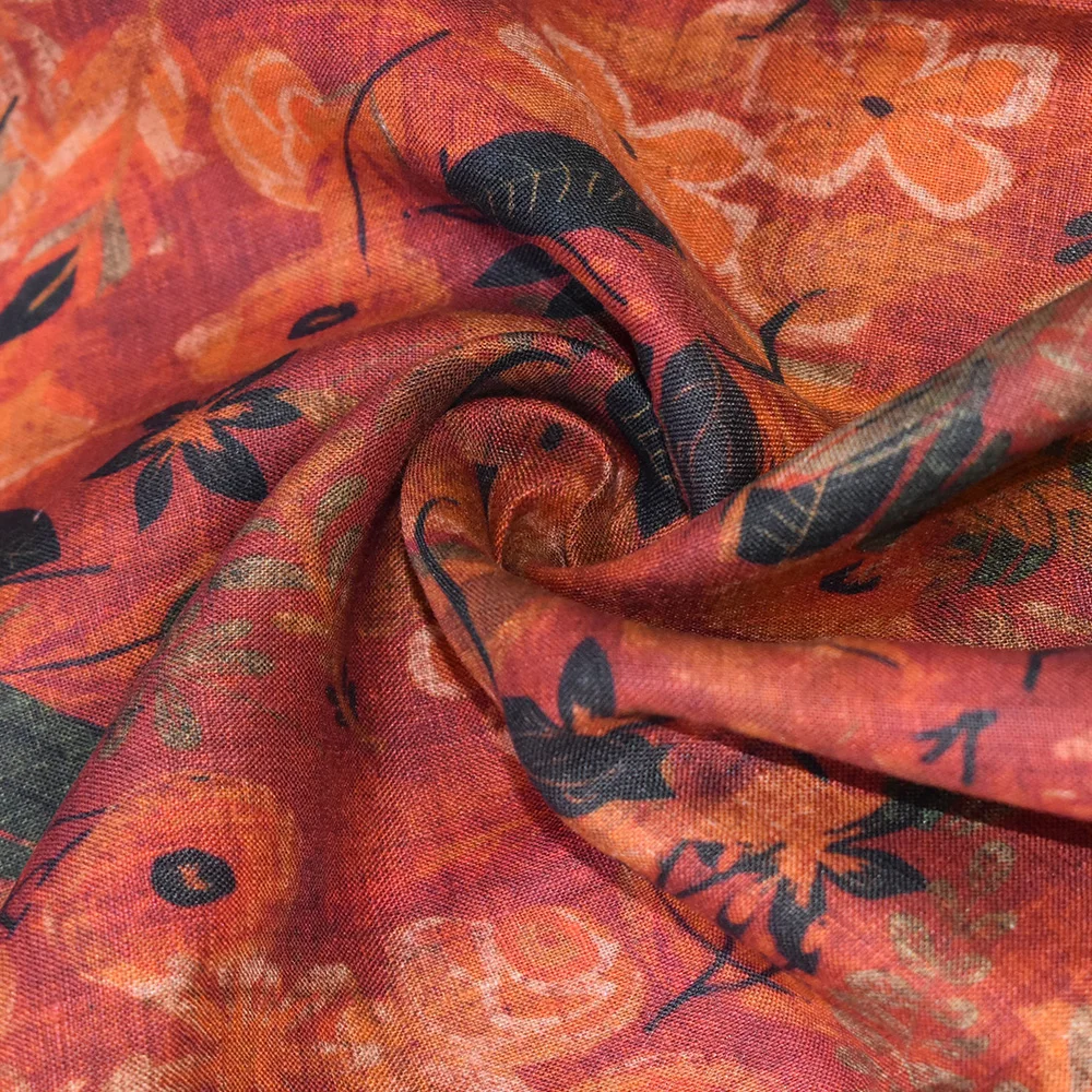 100% linen Printed fabric for dresses Natural plant fabric for pants Patterned clothing fabric