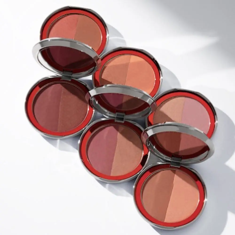 Wholesale Custom Two-color High Pigmented Make Up Multiple Shade Shimmer Matte Blusher Pan Talc Free 2 Colors Blush Palette